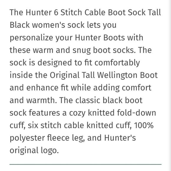Hunter 6-Stitch Cable Tall Socks- Black - Picture 4 of 6